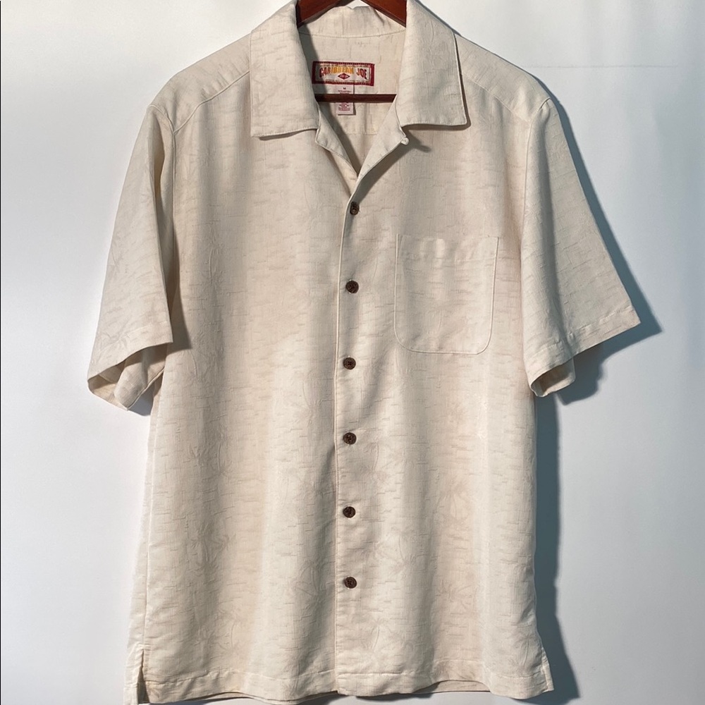 Caribbean Cream Casual Button Down Shirt with Camp Collar